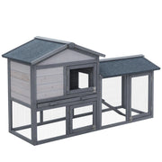 Gabbia per conigli a 2 livelli in legno massello ¨C zephmum ¨C 147x54x84 cm grigio