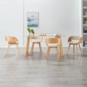 Sedie da Pranzo 4 pz in Legno Curvato e Similpelle Crema