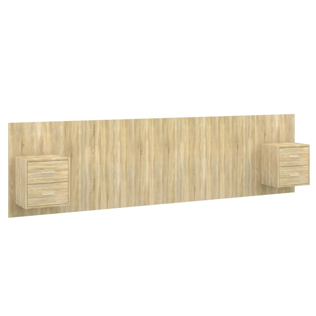 Testiera | Testata Letto con Armadietti Legno Multistrato Rovere Sonoma