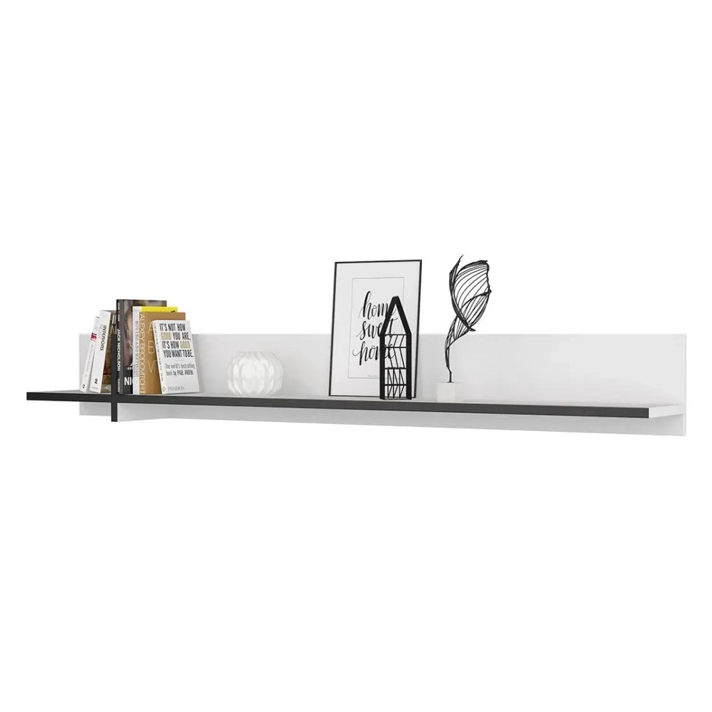 Scaffale da muro 180cm colori bianco e nero. Collezione HAVANA.