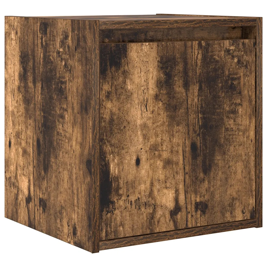 Comodino a Muro-Tavolino da notte sospeso Rovere Fumo 38x34x40 cm 837525