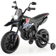 Moto cavalcabile per bambini con licenza aprilia e 2 ruote aggiuntive, Moto elettrica 12V con musica Blu-Moto elettriche