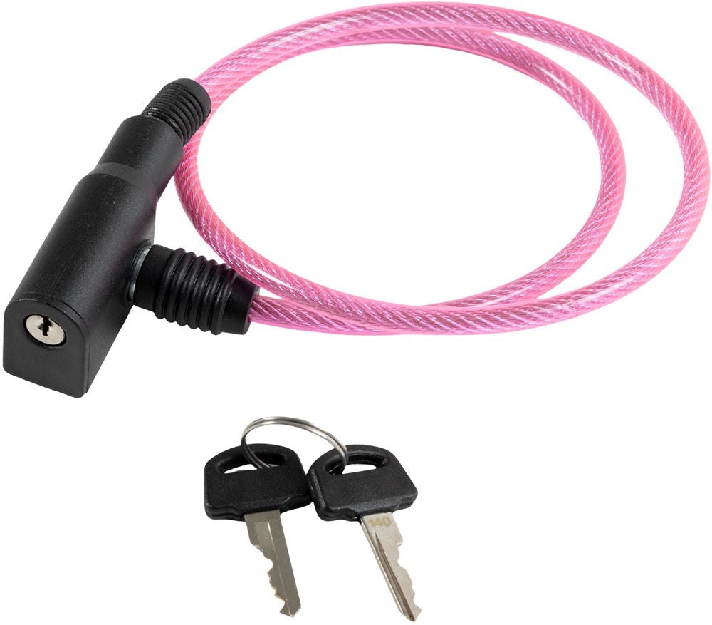Antifurto a cavo per bicicletta in acciaio rosa- dimetro 6 millimetri e lunghezza 650 millimetri