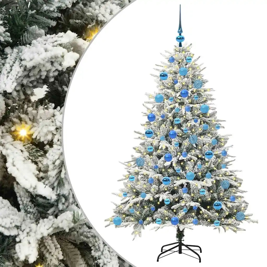 Albero di Natale Artificiale Pre-illuminato con Set di Palline