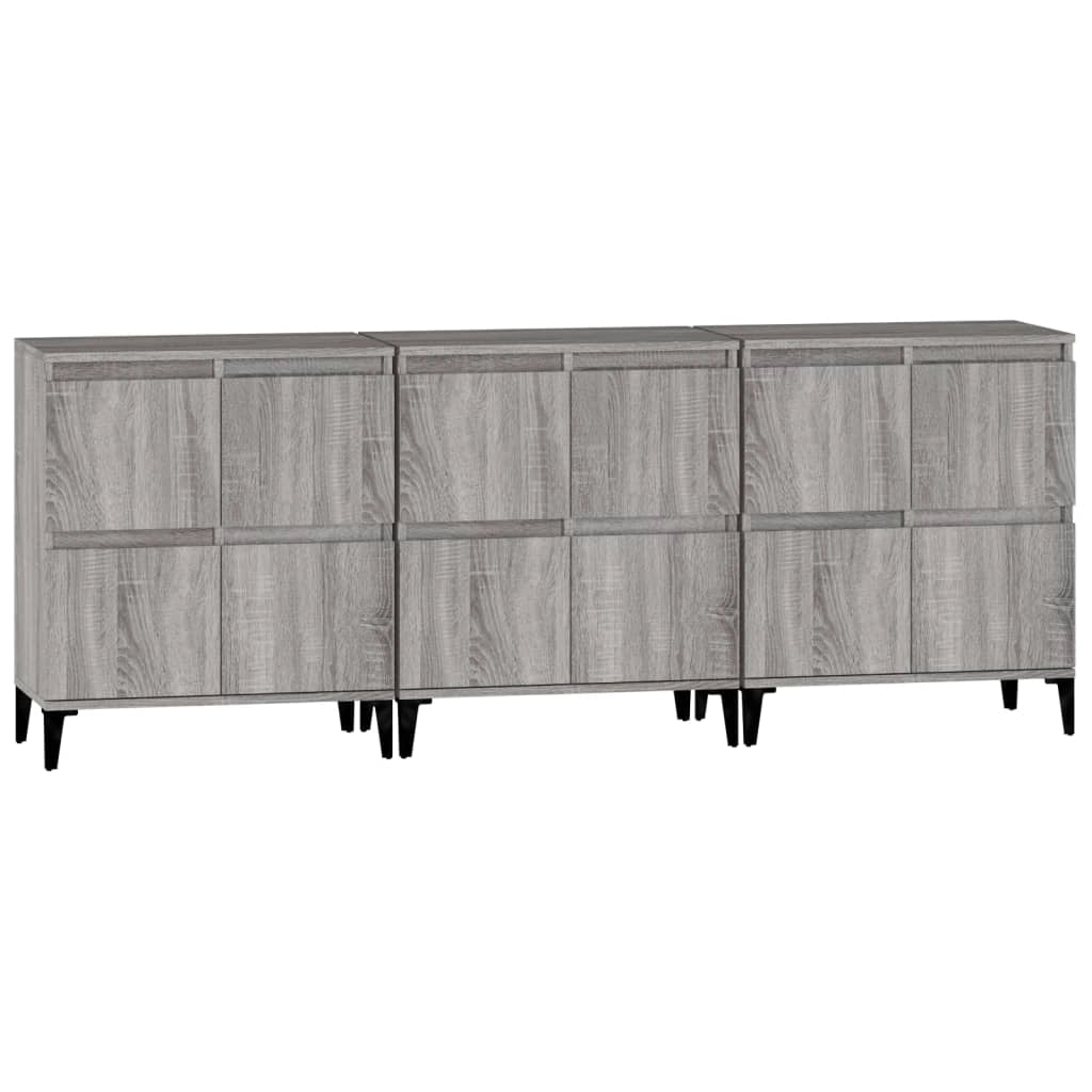 Buffet credenza cassettiera armadio mobile contenitore organizer per cucina soggiorno salotto 3 pezzi rovere Sonoma 60 x 35 x 70 cm legno ingegnerizzato grigio 02_0037167