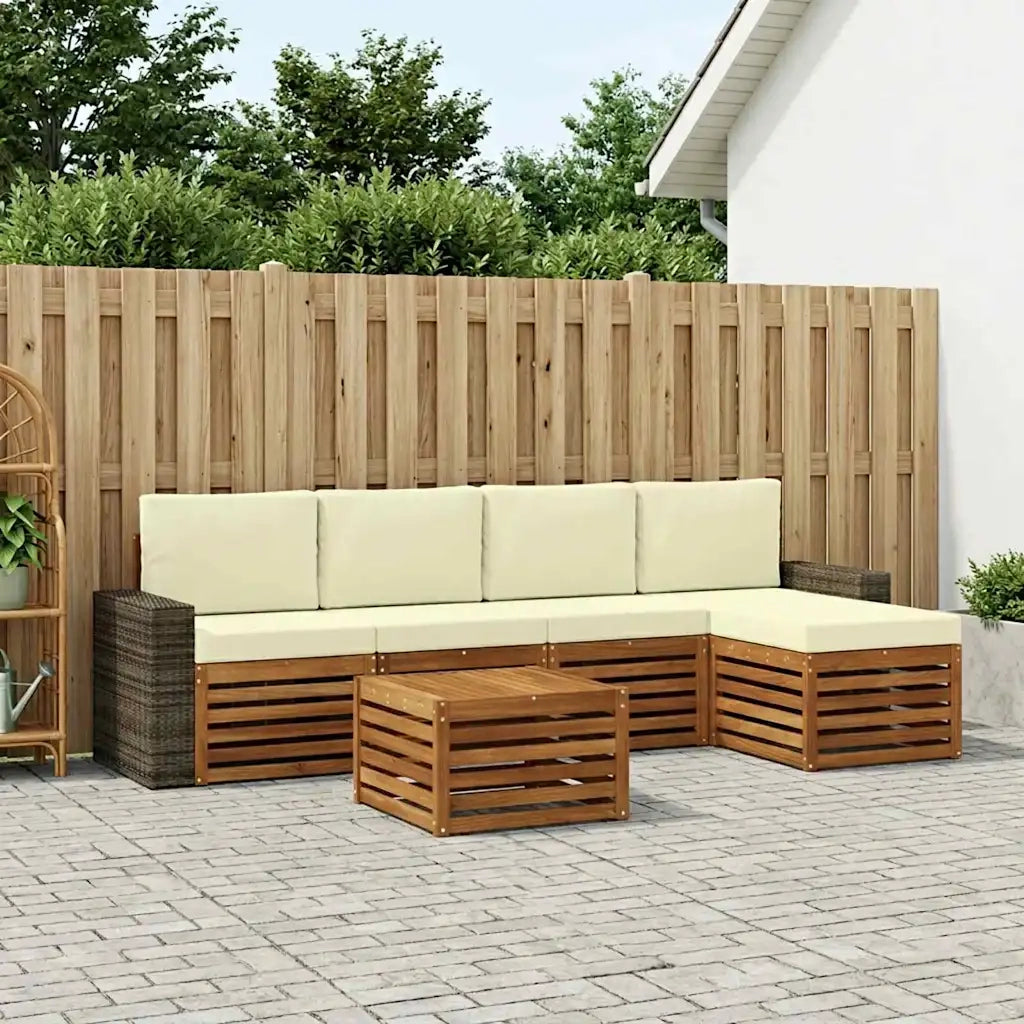 Set di divani da esterno con cuscino 6 pcs Naturale e Crema 3384276