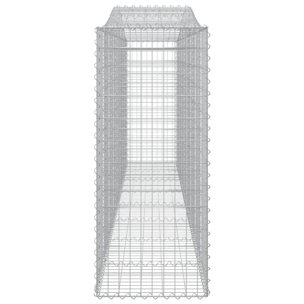 Cestini gabbioni recinzione a gabbia muro di contenimento ad arco 25 pezzi 400 x 50 x 120/140 cm ferro zincato argento 02_0040711