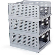 Organizzatore di armadio 3-pack, scatola ripiegabile, sistema di organizzazione per ante, cassetti, armadi (grigio)