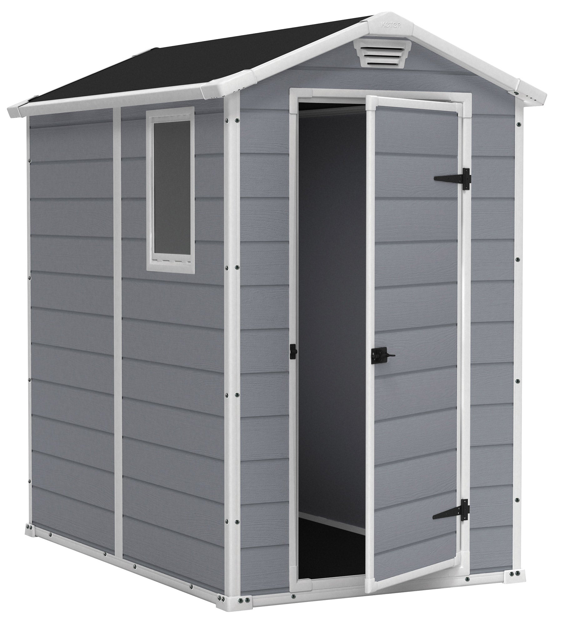 Casetta da Giardino Porta Attrezzi 130x192x198 cm in Resina Effetto Legno Keter Manor 4x6 Grigia