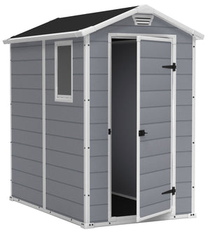 Casetta da Giardino Porta Attrezzi 130x192x198 cm in Resina Effetto Legno Keter Manor 4x6 Grigia