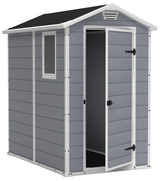 Casetta da Giardino Porta Attrezzi 130x192x198 cm in Resina Effetto Legno Keter Manor 4x6 Grigia