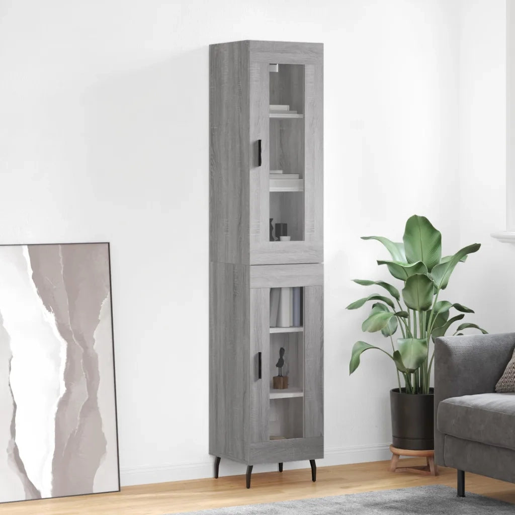 Credenza | Madia | Buffet da pranzo | Armadio da pranzo Grigio Sonoma 34,5x34x180 cm in Legno Multistrato
