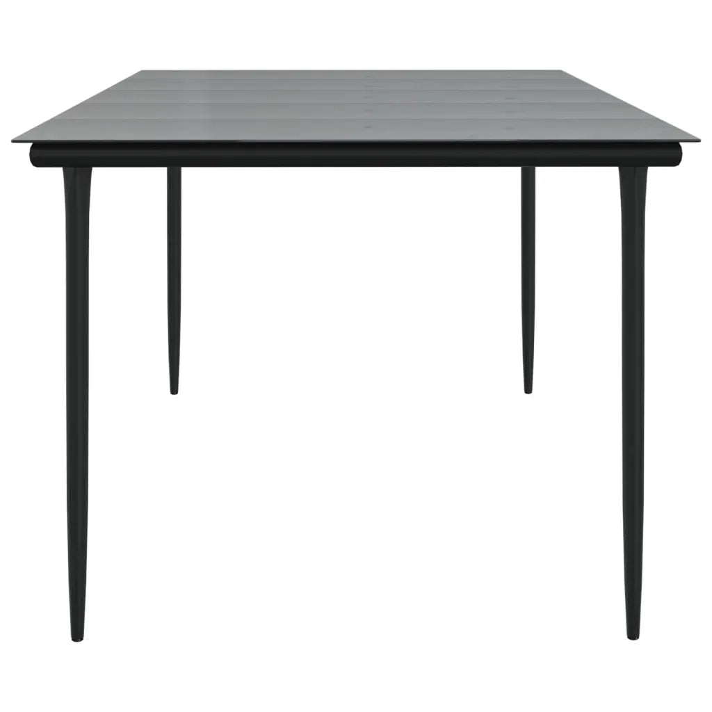 Tavolo Pranzo Giardino Nero200x100x74 Acciaio e Vetro Temperato