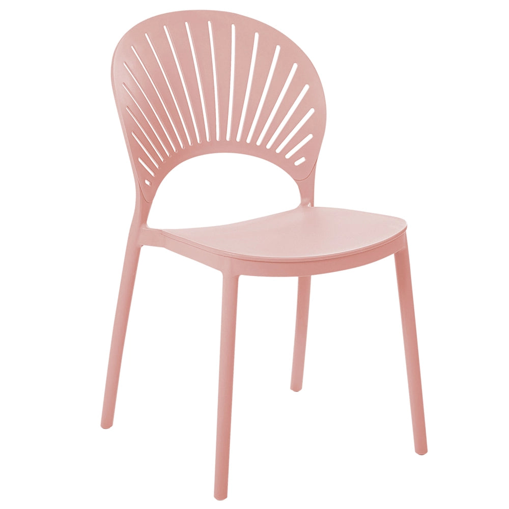 Set di 4 sedie da pranzo in plastica rosa per interni ed esterni da giardino impilabili in stile minimalista
