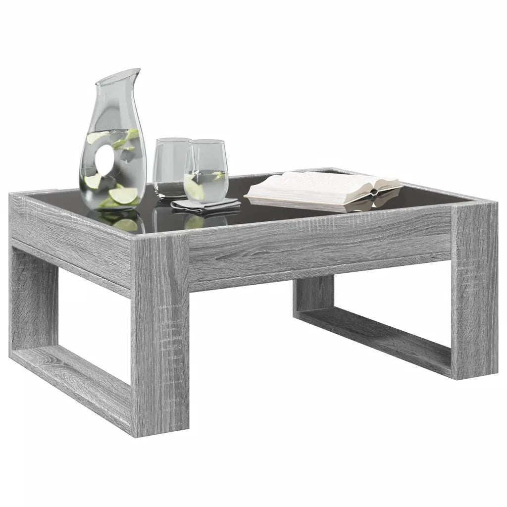 Tavolino da Salotto con LED Infinity Grigio Sonoma 70x53x30 cm