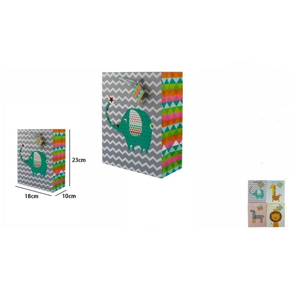 Trade Shop - Set 3 Buste Borsa Da Regalo Sacchetti Con Animali 18x23x10 Cm 65903 Modelli Vari -