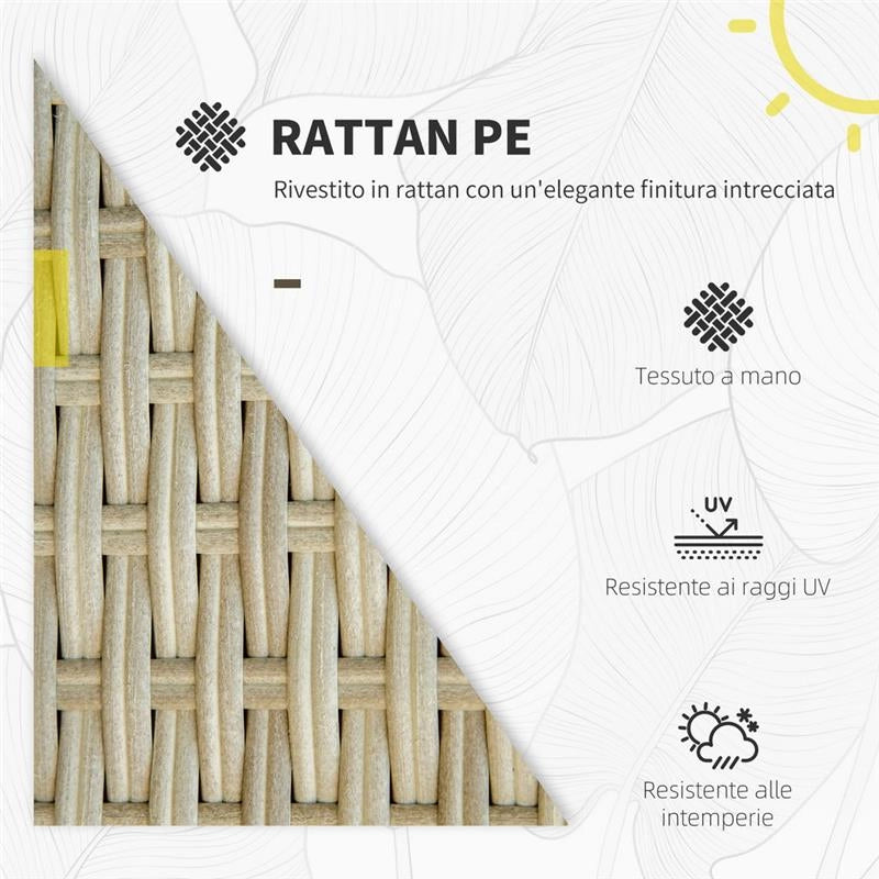SALOTTO DA GIARDINO 7 PEZZI MODULABILE IN RATTAN PE CON CUSCINI, BEIGE