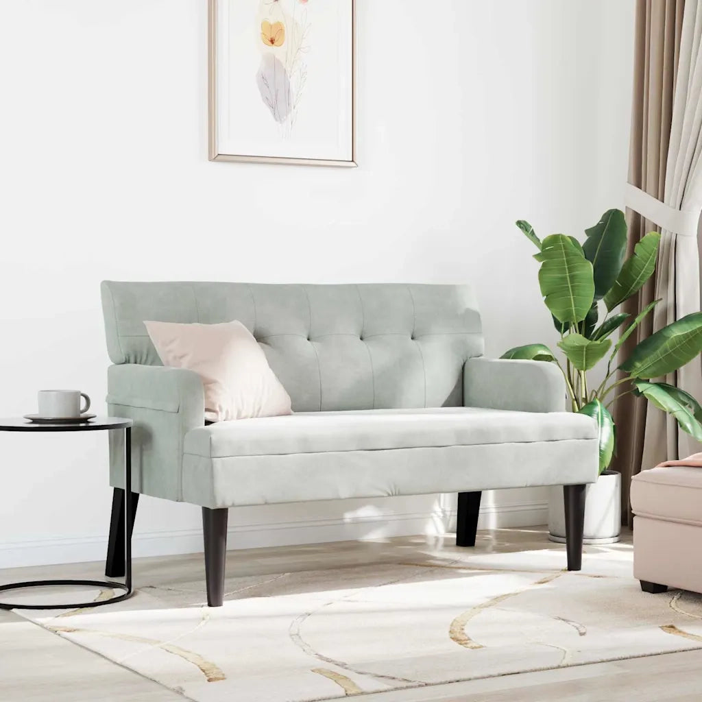 Panca Chesterfield Grigio chiaro 112 x 65,5 x 75 cm Velluto 42019286