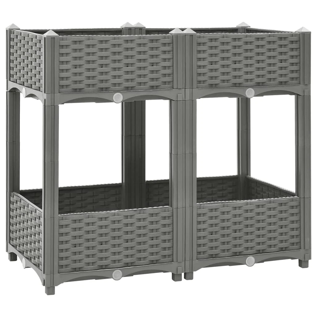 Fioriera rialzata per piante fiori terrazza giardino 80 x 40 x 71 cm polipropilene grigio 02_0039243