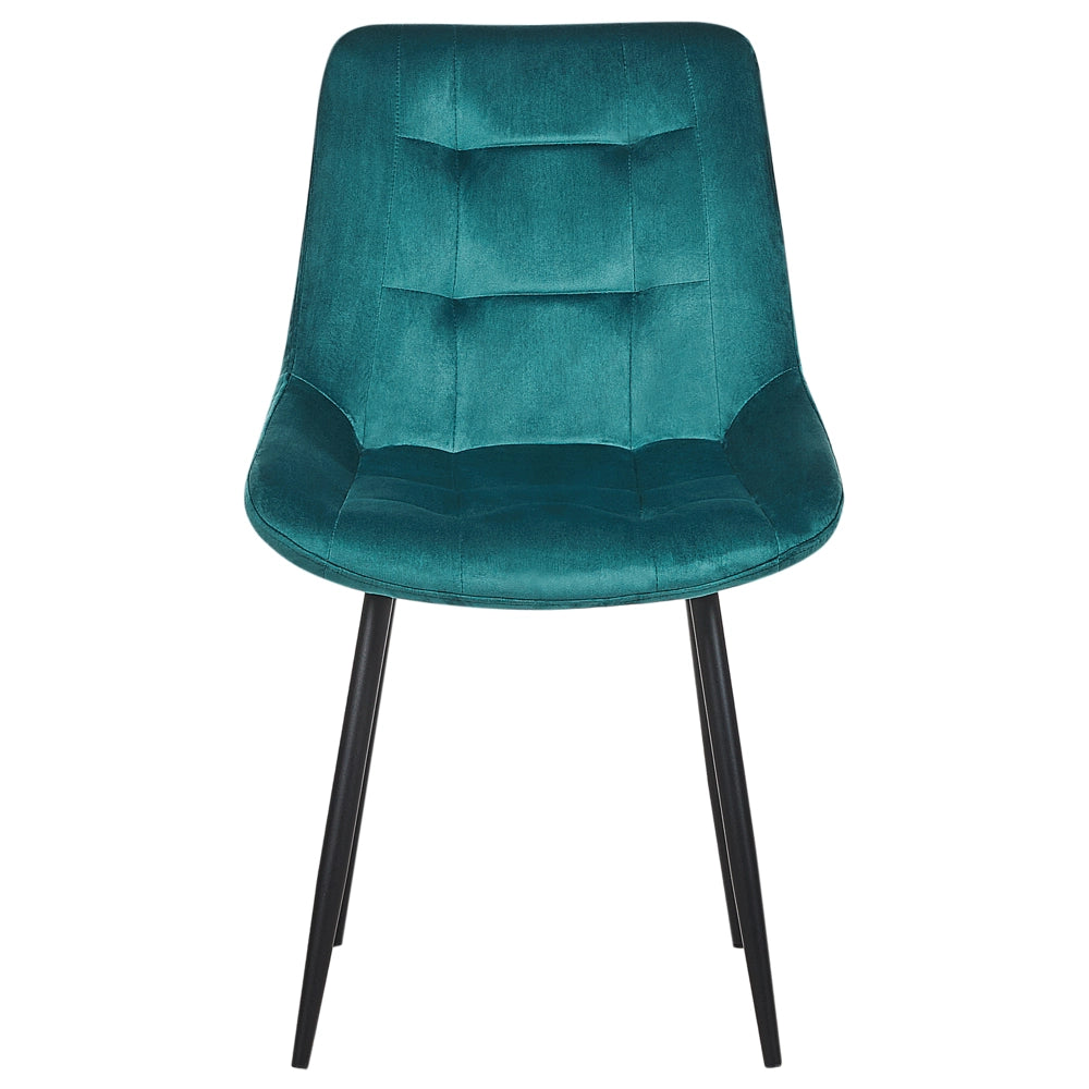 Set di 2 sedie da pranzo in velluto blu gambe in acciaio Nero sedie moderne imbottite