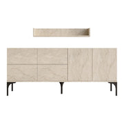Credenza in legno con mensola a muro "Stella" - 180 x 40 x 55 cm - Travertino