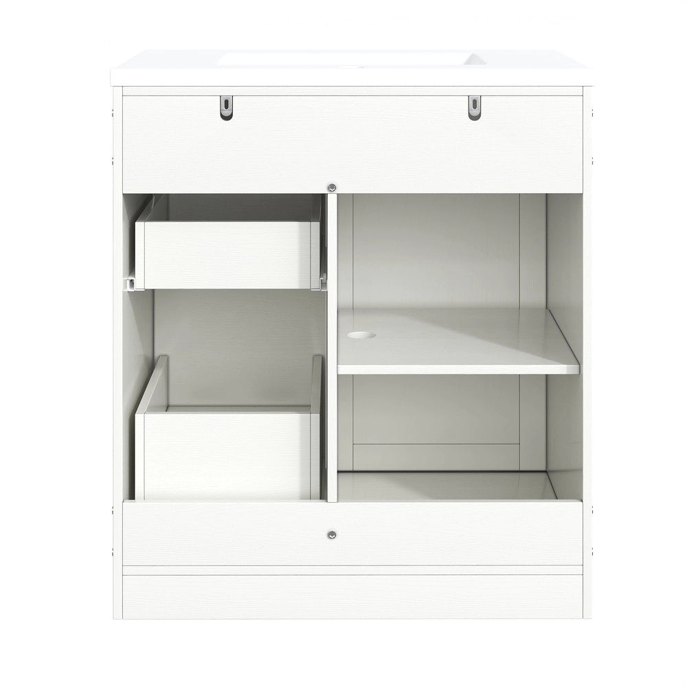 Mobile Bagno con Lavabo in Ceramica, Cassetti e Ante ¨C Xylo ¨C Bianco