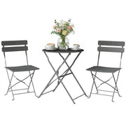 Tavolo pieghevole con sedie da giardino ¨C zephmum ¨C grigio, metallo