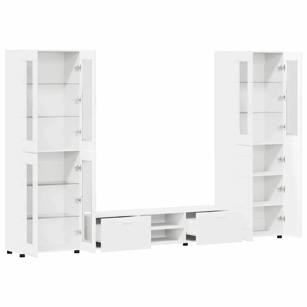 Set mobile TV con cassetto FLORIN Bianco Legno multistrato