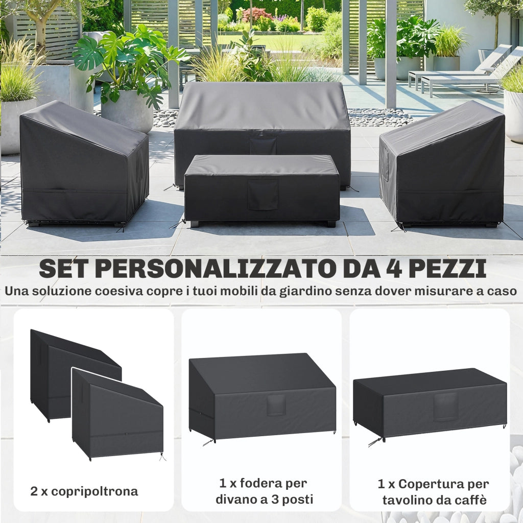 Coperture per Mobili da Giardino 4 Pezzi ¨C Zephmum ¨C Nero