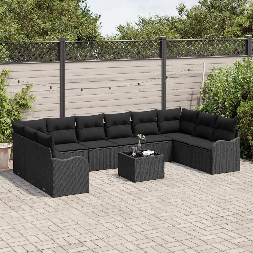 Set Divano da Giardino Nero 55 x 55 x 37 cm polyrattan 3345893