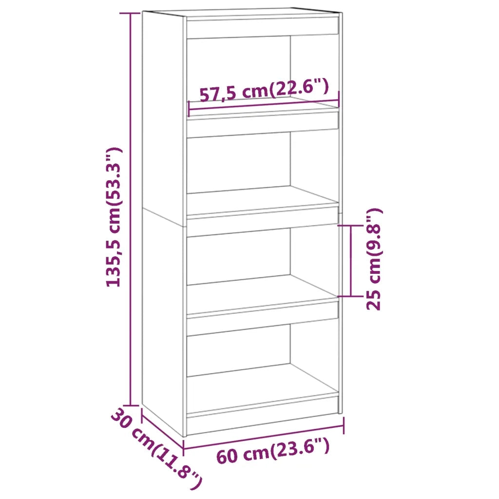 Libreria/Divisorio Ambra 60x30x135,5cm Legno Massello di Pino 808171