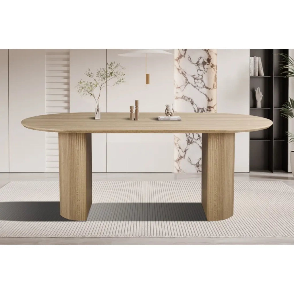 Tavolo da pranzo ovale VAGOS – 200 x 100 cm – Colore quercia naturale – Design contemporaneo e accogliente