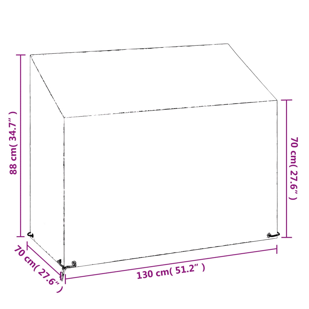 Copri Panca da Giardino | Telone per mobili da esterni 8 Occhielli 130x70x70/88 cm Polietilene