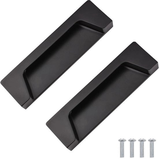 Maniglia a incastro 10,5 cm - Rilievo a specchio - Maniglia integrata - Nero opaco - Adatta per porte di armadi - Duraturo e resistente alla corrosione - Maniglia per porte di armadi