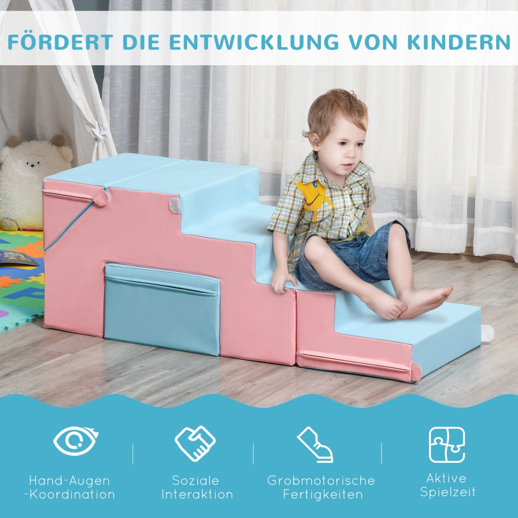 Casetta per bambini con scivolo e arrampicata ¨C zephmum ¨C rosa e blu 86x49x47 cm
