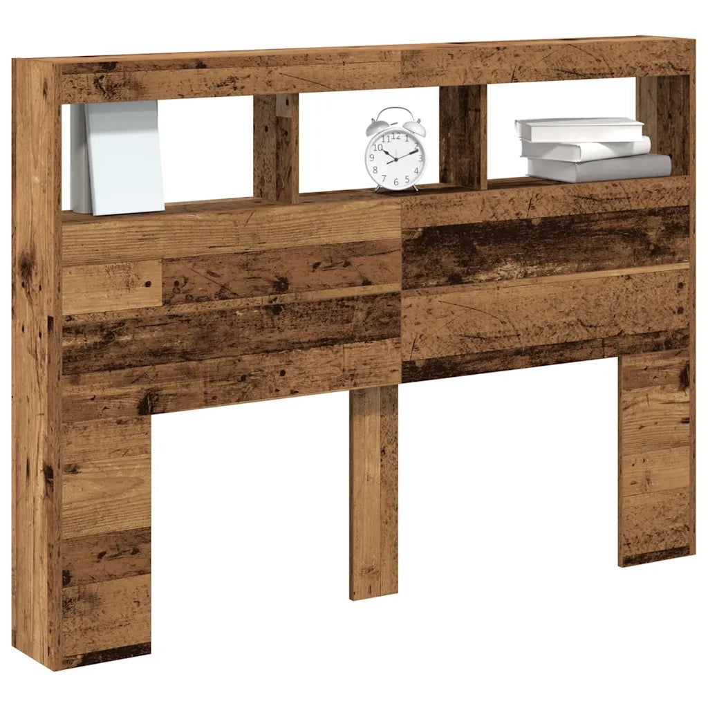 Testiera con Contenitore a LED Legno Antico 140x17x102 cm