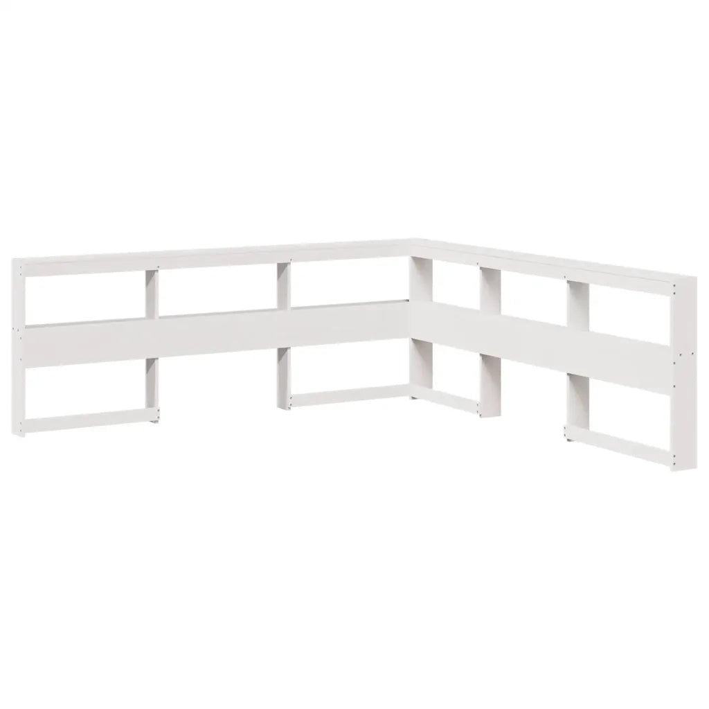 Letto Libreria senza Materasso-Struttura Letto con contenitore Bianco 140x190 cm Legno di Pino 175384