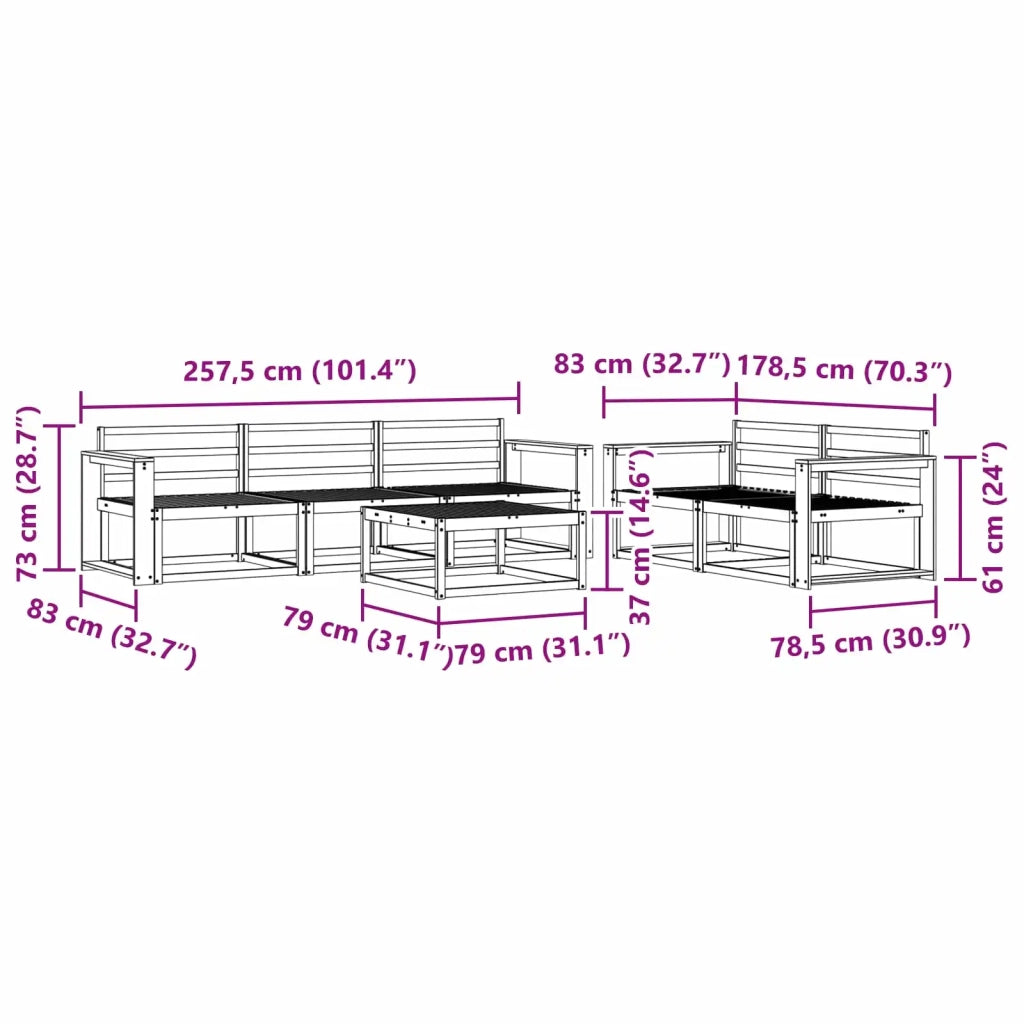Set di divani da esterno 6 pcs Bianco 3386063