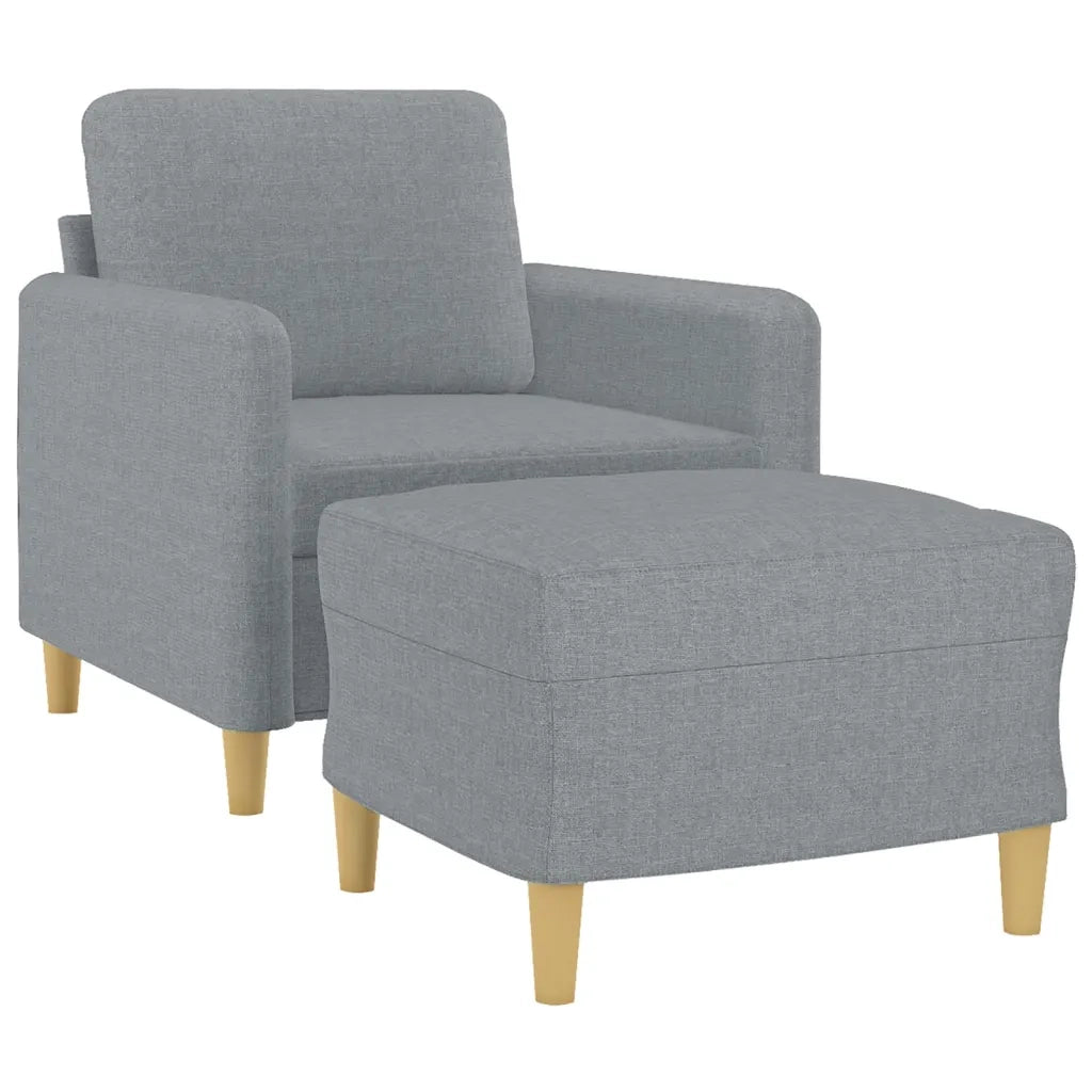 Poltrona | Sedia Relax con Poggiapiedi Grigio Chiaro 60 cm in Tessuto