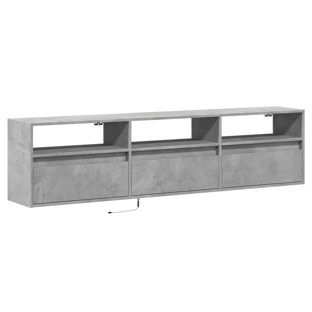 Mobile TV a Parete con LED-Mobile TV a Muro Grigio Cemento 180x31x45 cm