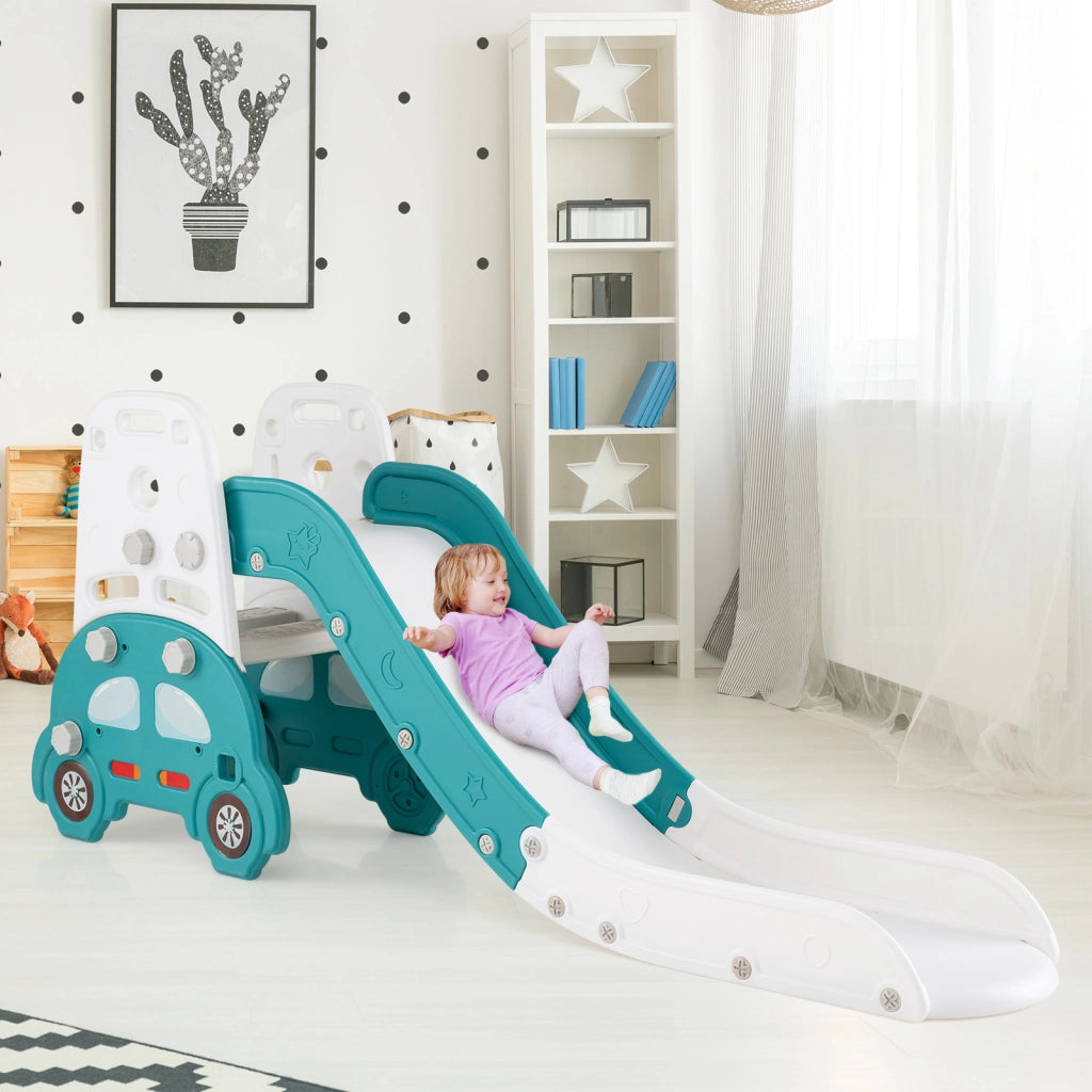 Set scivolo 5 in 1 convertibile bambini pieghevole arrampicata-Set cavalletto disegno sgabello libreria lavagna bifacciale blocchi