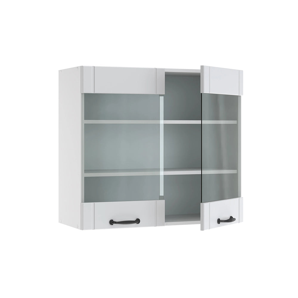 Vicco Mobile da cucina in vetro Bianco casa di campagna 80 cm