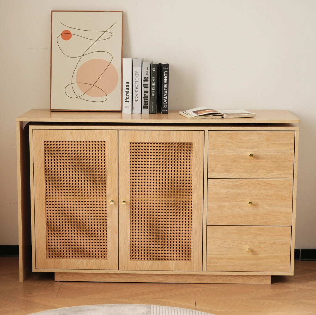 Scrivania ad angolo con mobiletto girevole 360°; 126 cm; MDF effetto legno naturale
