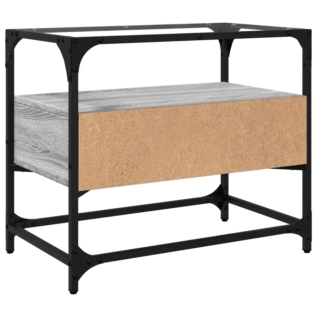 Mobile TV Piano-Credenza per TV-Console TV Vetro Grigio Sonoma 60x35x51 Legno Multistrato