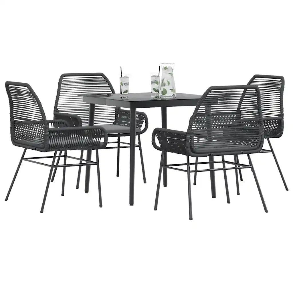 Set da Pranzo da Giardino con Cuscini 5 pz | Set Salotto da Giardino Polyrattan Vetro