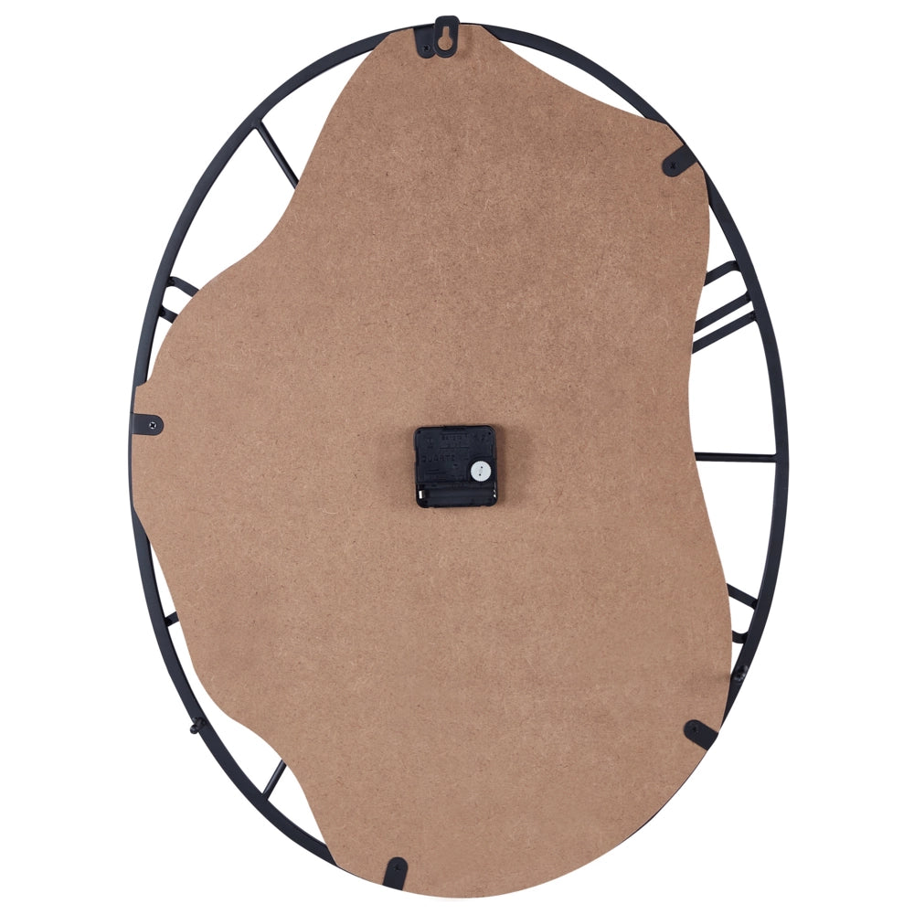 Orologio da parete classico con struttura in ferro con forma ovale in legno chiaro e nero 46 x 60 cm camera da letto soggiorno