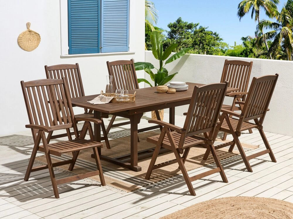 Tavolo da esterno allungabile in legno di acacia scuro 160/220 x 90 cm giardino terrazzo esterno