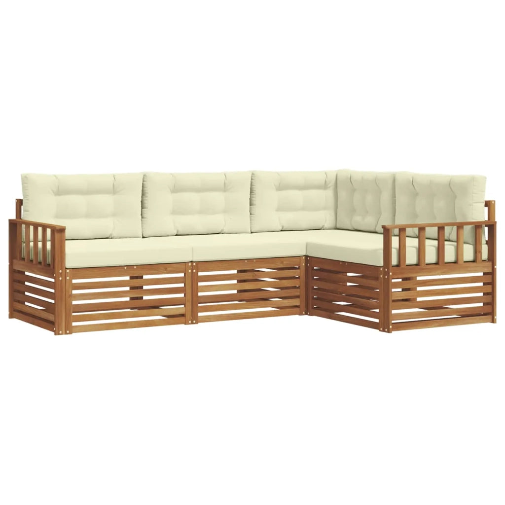 Set di divani da esterno con cuscino 4 pcs Naturale e Crema