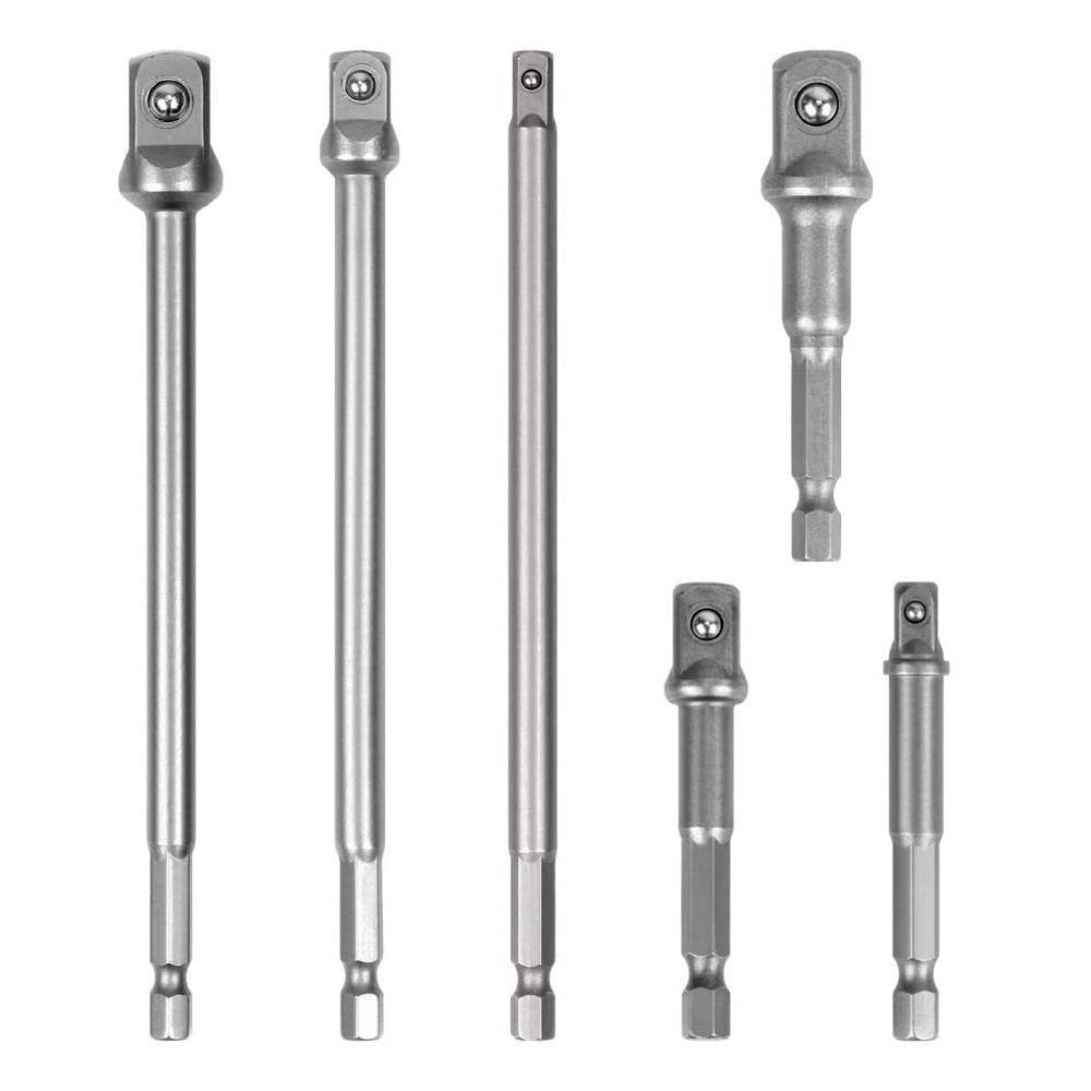 Trade Shop - Kit 6 Adattatori Chiavi A Bussola Quadrate Impatto Percussione 1/4-3/8-1/2" 96033 -