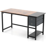 Scrivania 140 x 60 x 75 cm postazione di lavoro moderna con 2 cassetti pratica e resistente realizzata in legno ingegnerizzato marrone rustico e nero 20_0019993